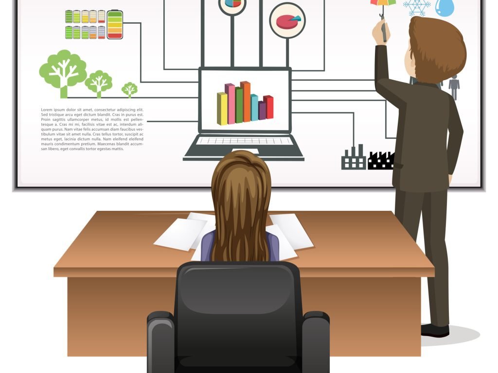 Business people working in office illustration